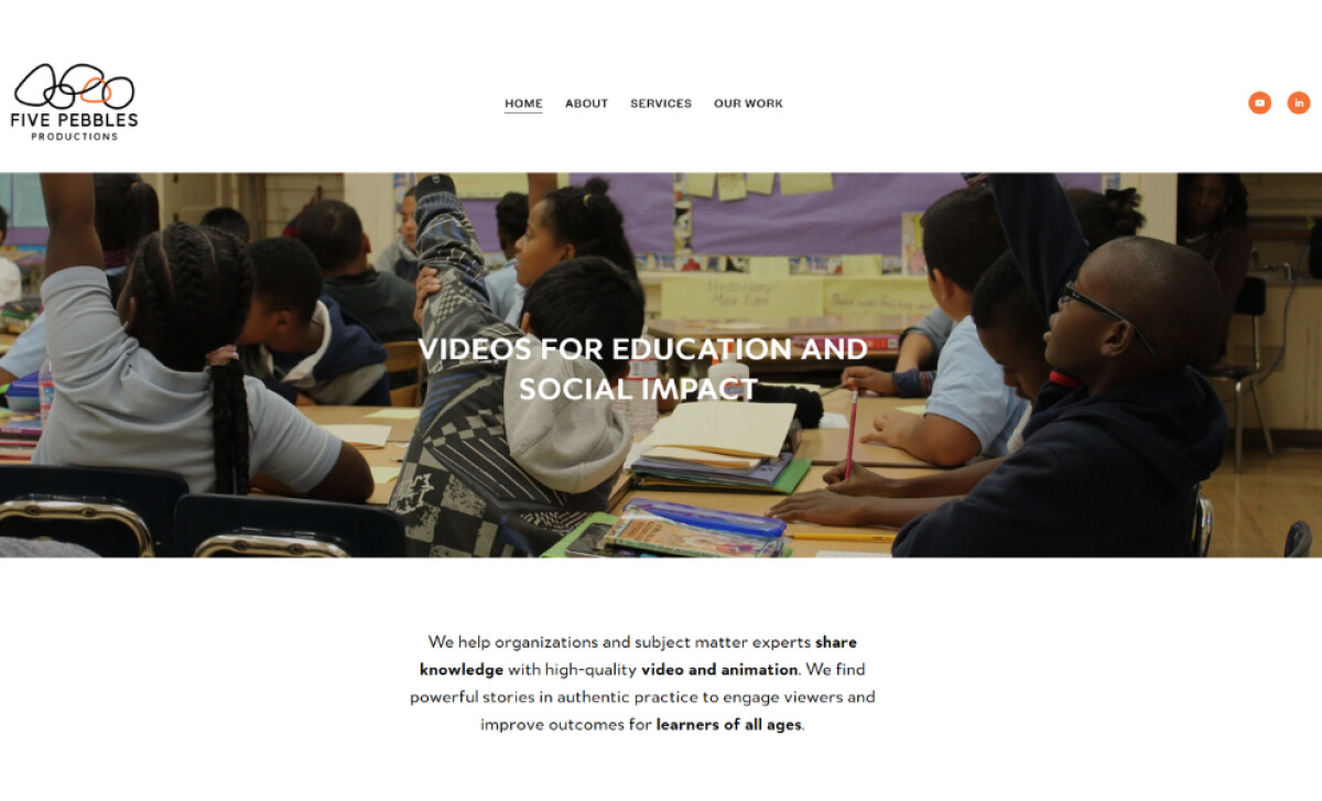 Five Pebbles Productions homepage website design by KARA Co Creative.