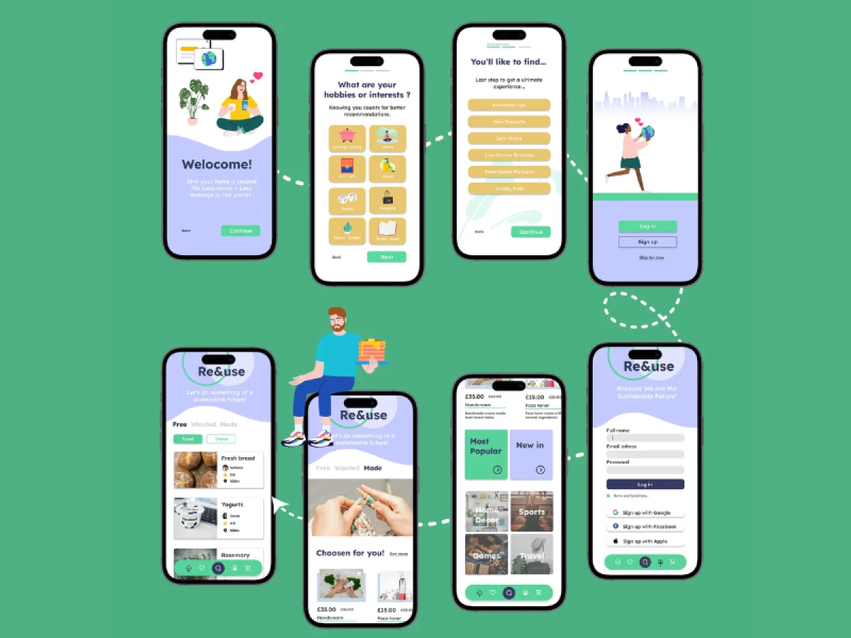 Re & Use app design by Map to Moon.