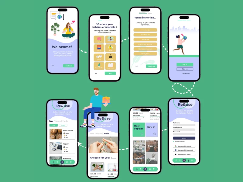 Re & Use app design by Map to Moon.