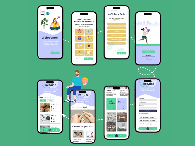 Re & Use app design by Map to Moon.