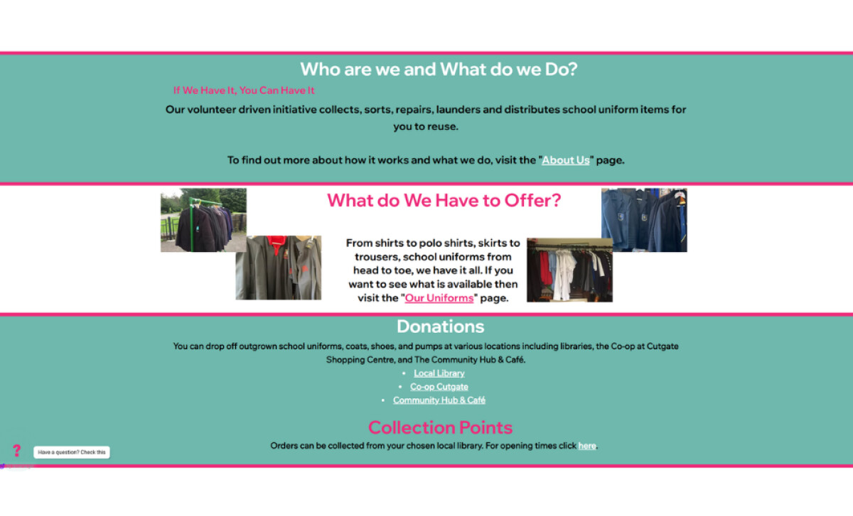 Uniform For All about page by BBM Design Agency.