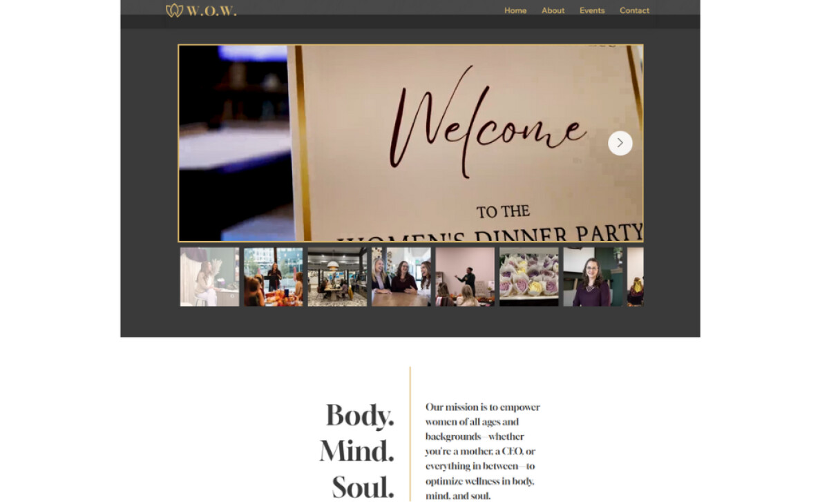 Women Optimizing Wellness mission page by Blueberry Web Services.