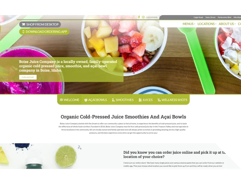 Boise Juice homepage website design by Build Platform.