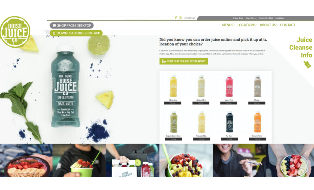 Boise Juice website design by Build Platform.