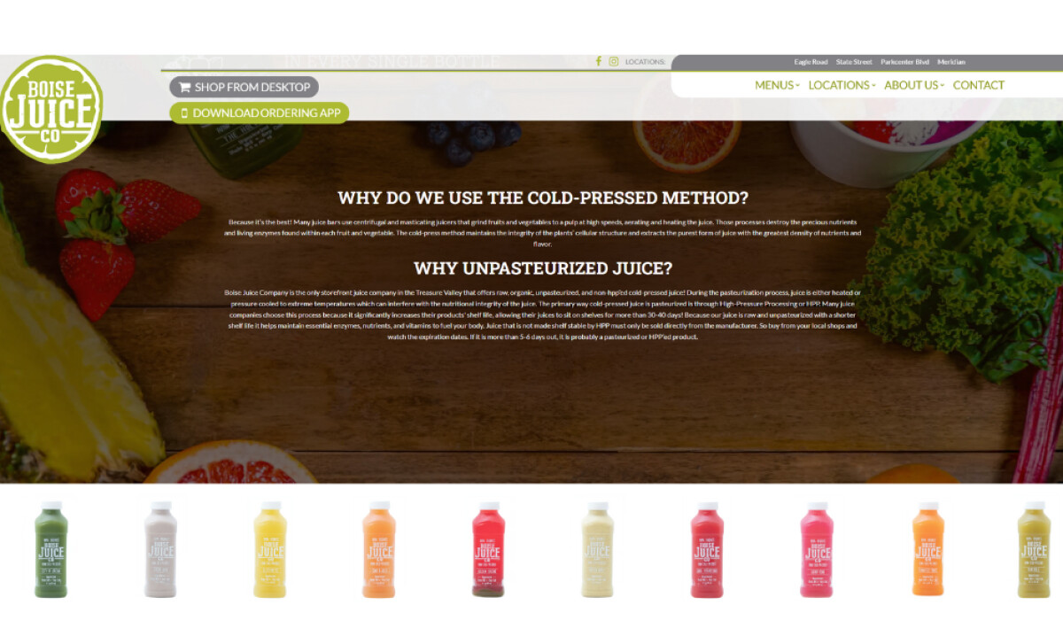 Boise Juice why the cold-pressed method page by Build Platform.