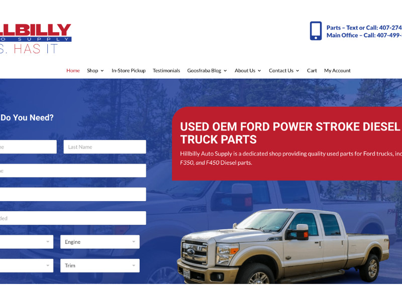 Hillbilly Auto Supply Website Design