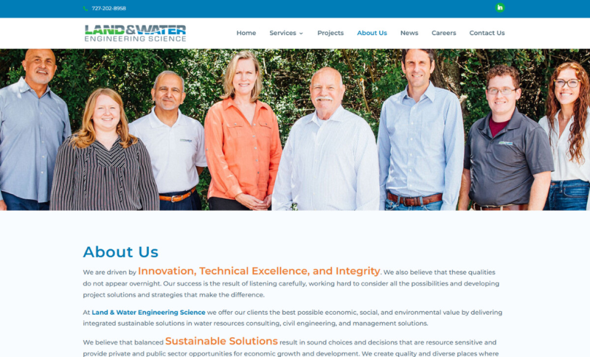 Land & Water Engineering Science about us page by Dabiri Designs.