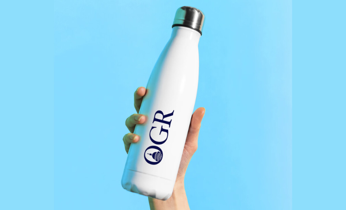 Ogilvy Government Relations logo on tumbler by Christopher Hapner.