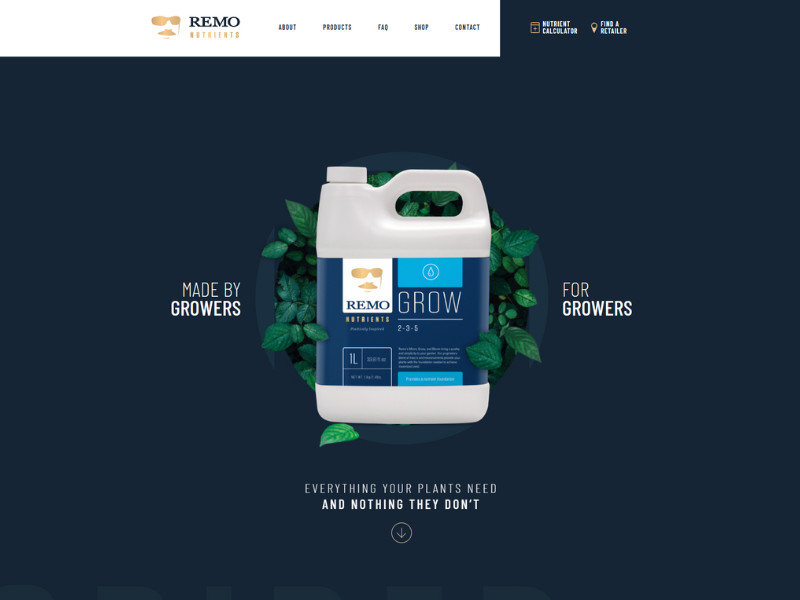 Remo Nutrients website design by Piquemedia.