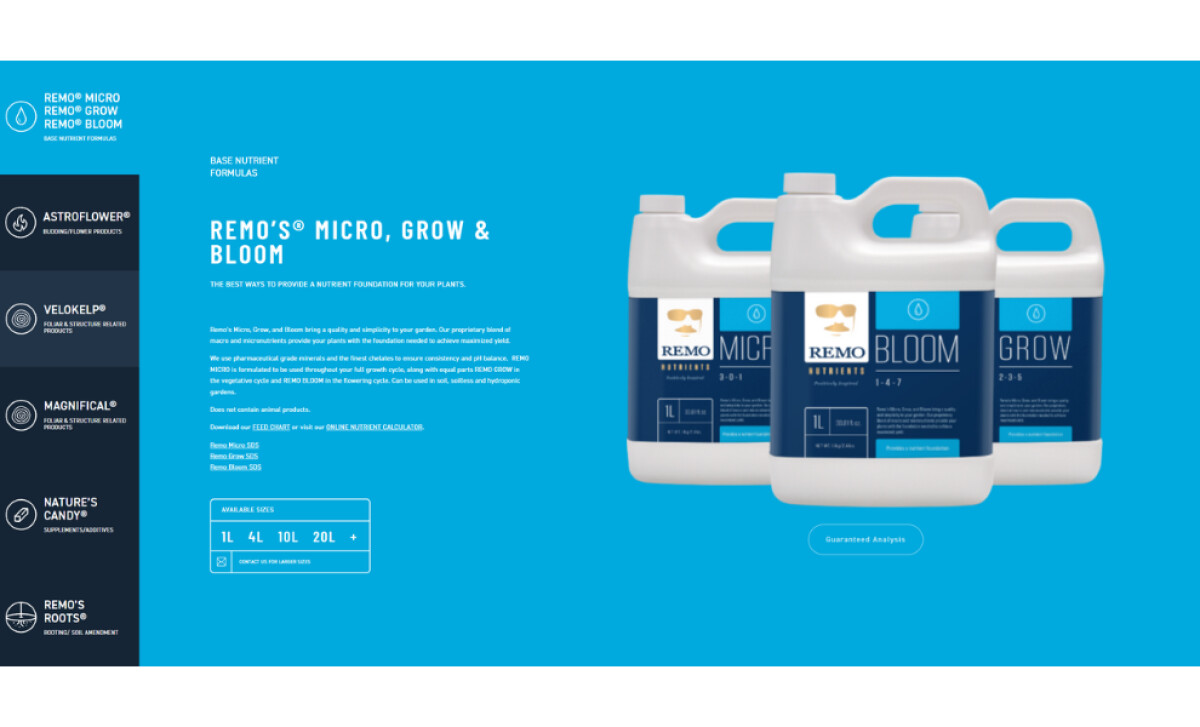 Remo Nutrients micro, glow and bloom by Piquemedia.
