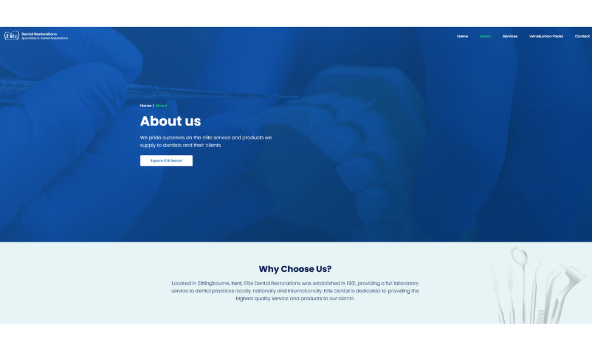 EDR Dental about page by Ainsley.