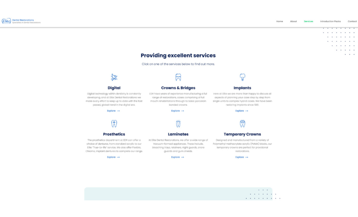 EDR Dental services page by Ainsley.