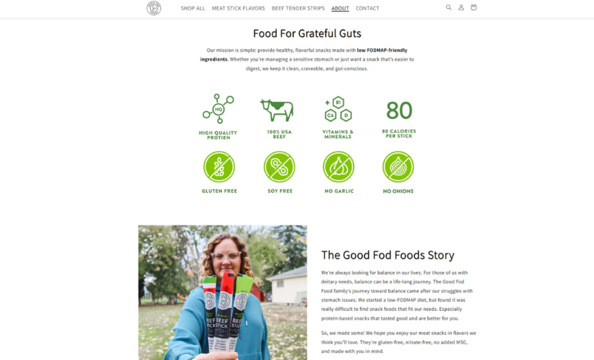 Goodfod Foods about page by Stylechilde.
