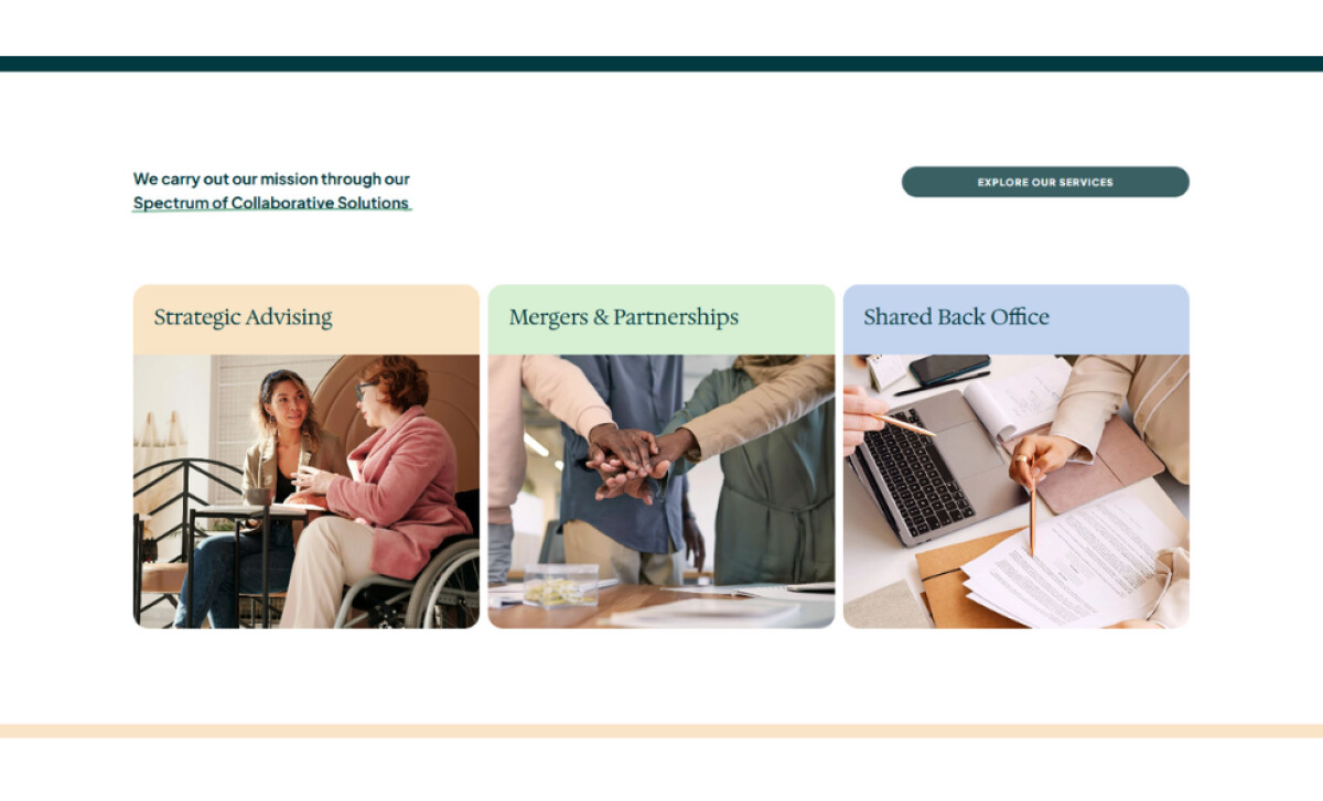 Mission + Strategy services page by Rachel Fisher Creative.