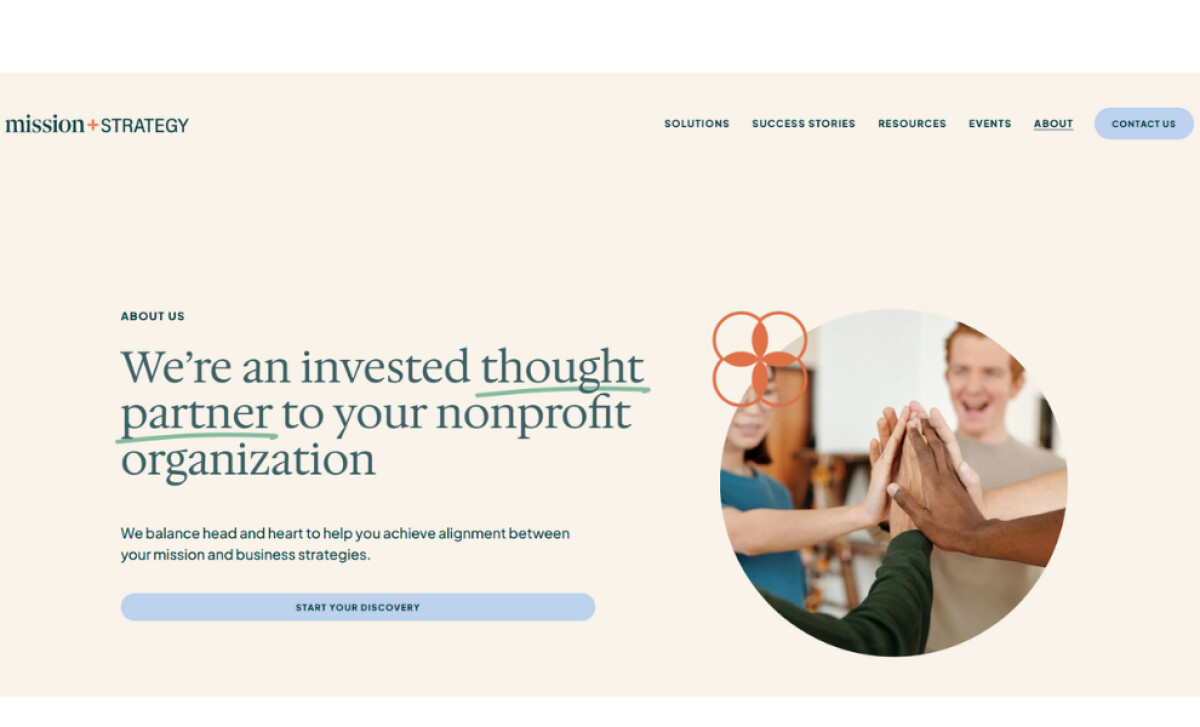 Mission + Strategy about us page by Rachel Fisher Creative.