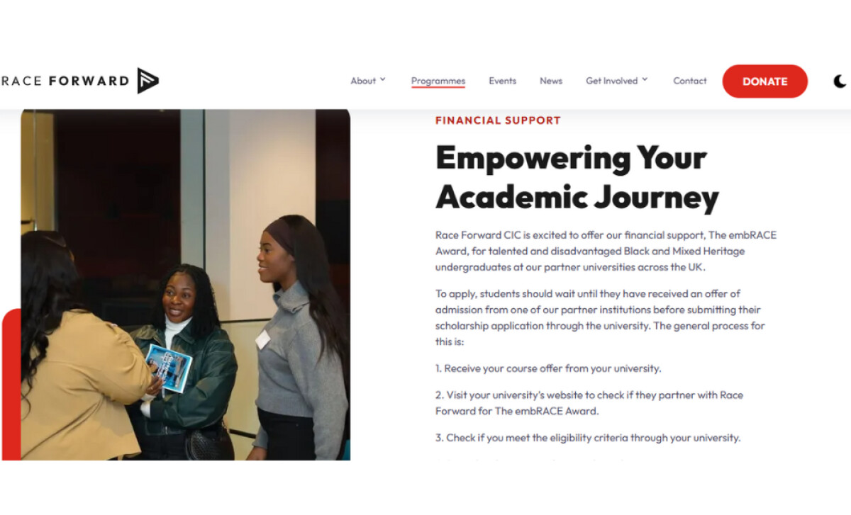 Race Forward programmes page by Illium Digital Media.