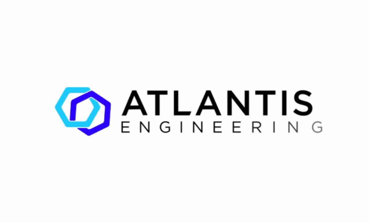 Office reception area with the Atlantis Engineering logo by Fanz Creative.