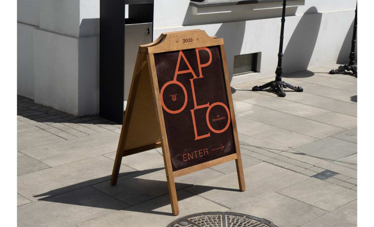 Apollo logo design on outdoor signage