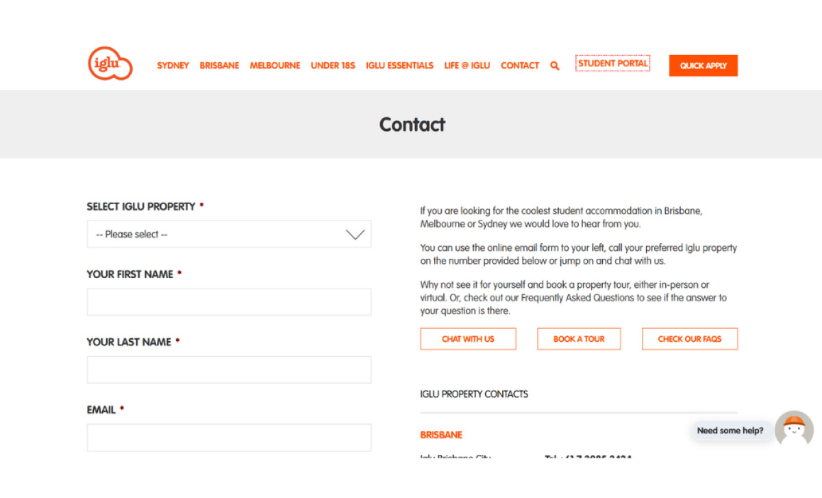 Iglu contact page by Geeza.
