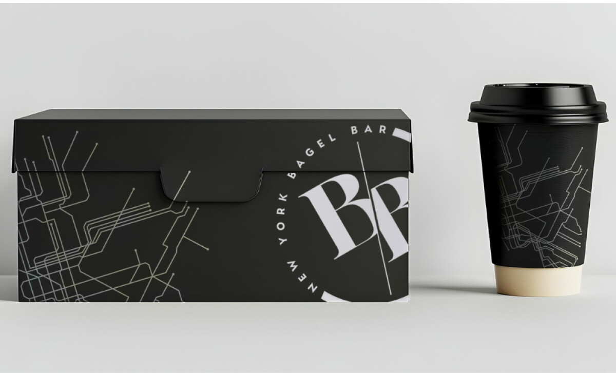 New York Bagel Bar dark packaging design by LeightCo.