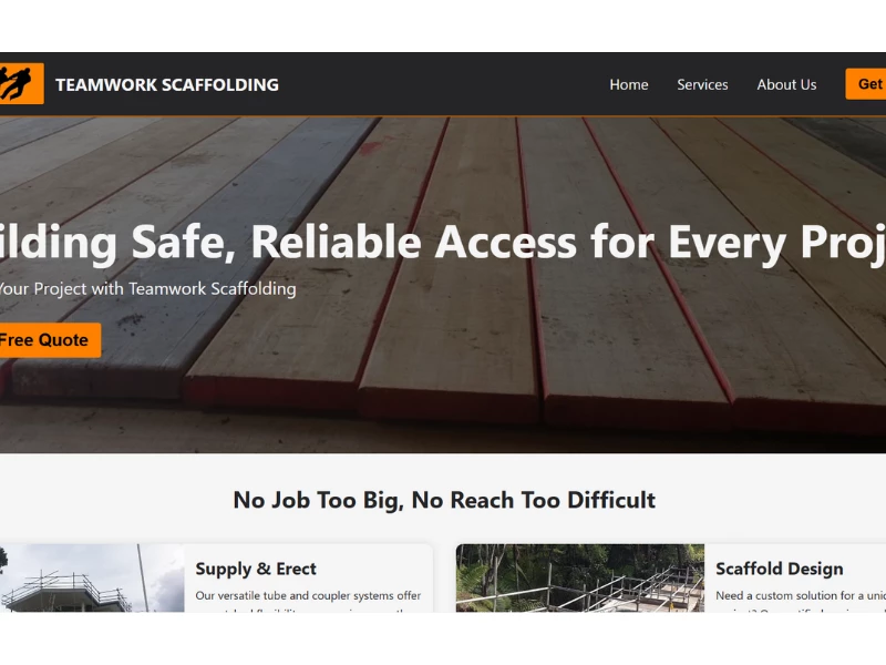 Teamwork Scaffolding website design by Robbie.Kiwi.
