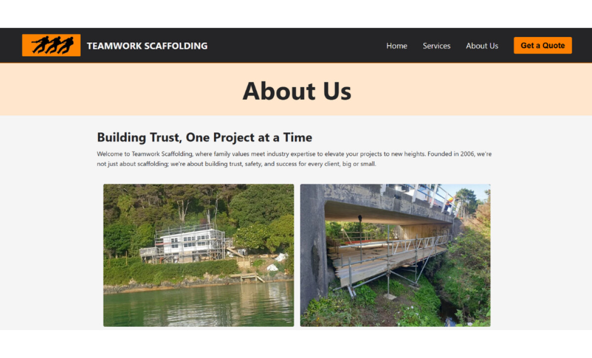 Teamwork Scaffolding about page by Robbie.Kiwi.