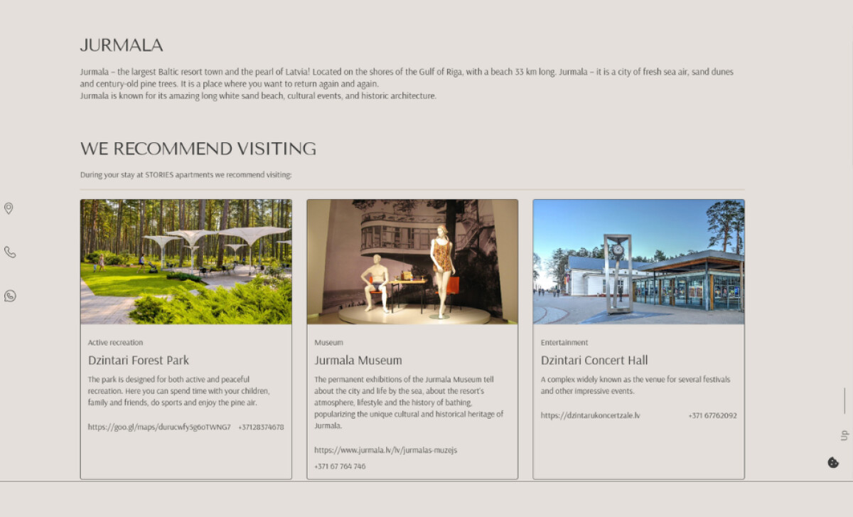 STORIES Apartments Jurmala page by Brandsite.