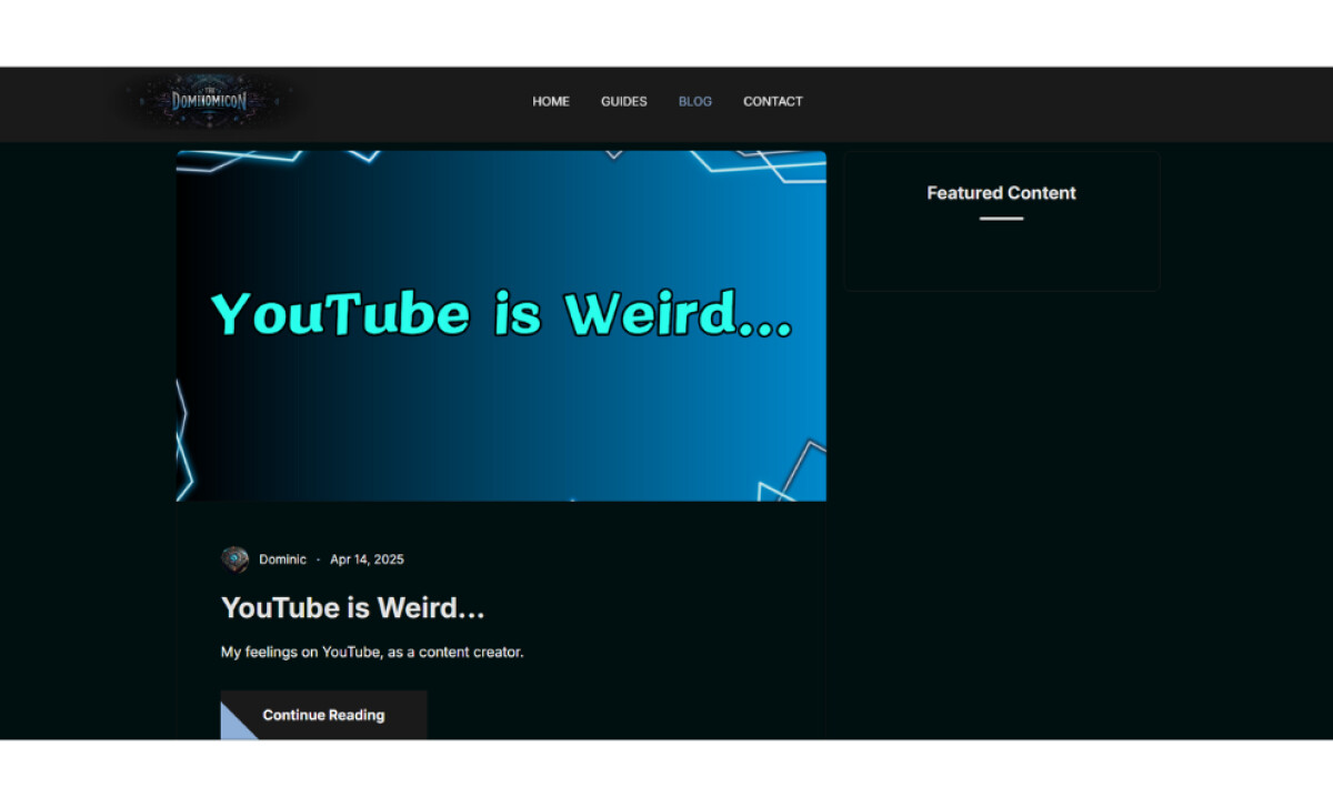 The Dominomicon blog page design by WebConduit