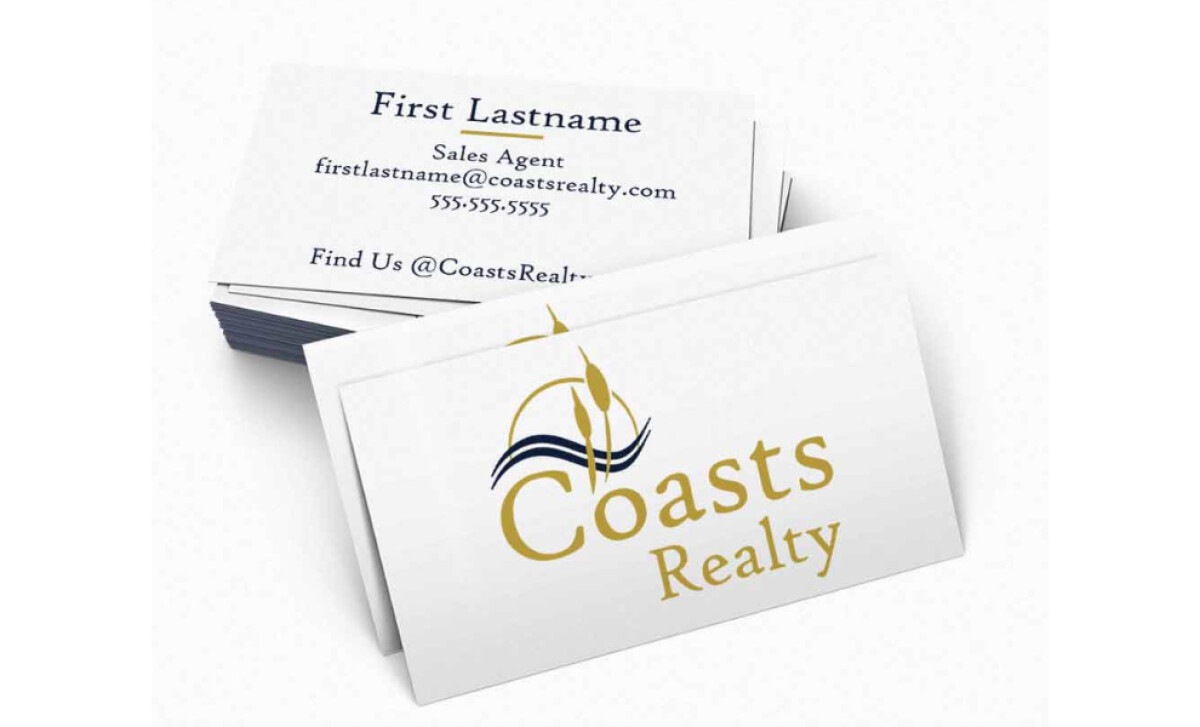 Coastal Rentals logo on business cards by Pick John LLC.
