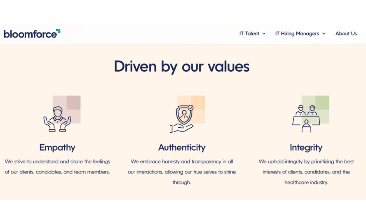 Bloomforce about us page by JoyfloBec.