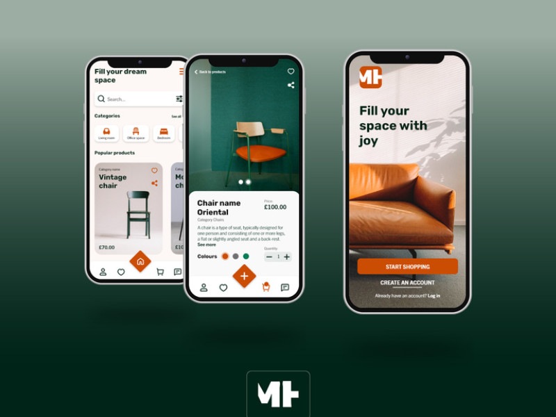 MH Furniture app design by MSTA Studio.
