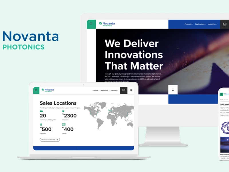 Novanta Photonics homepage website design.