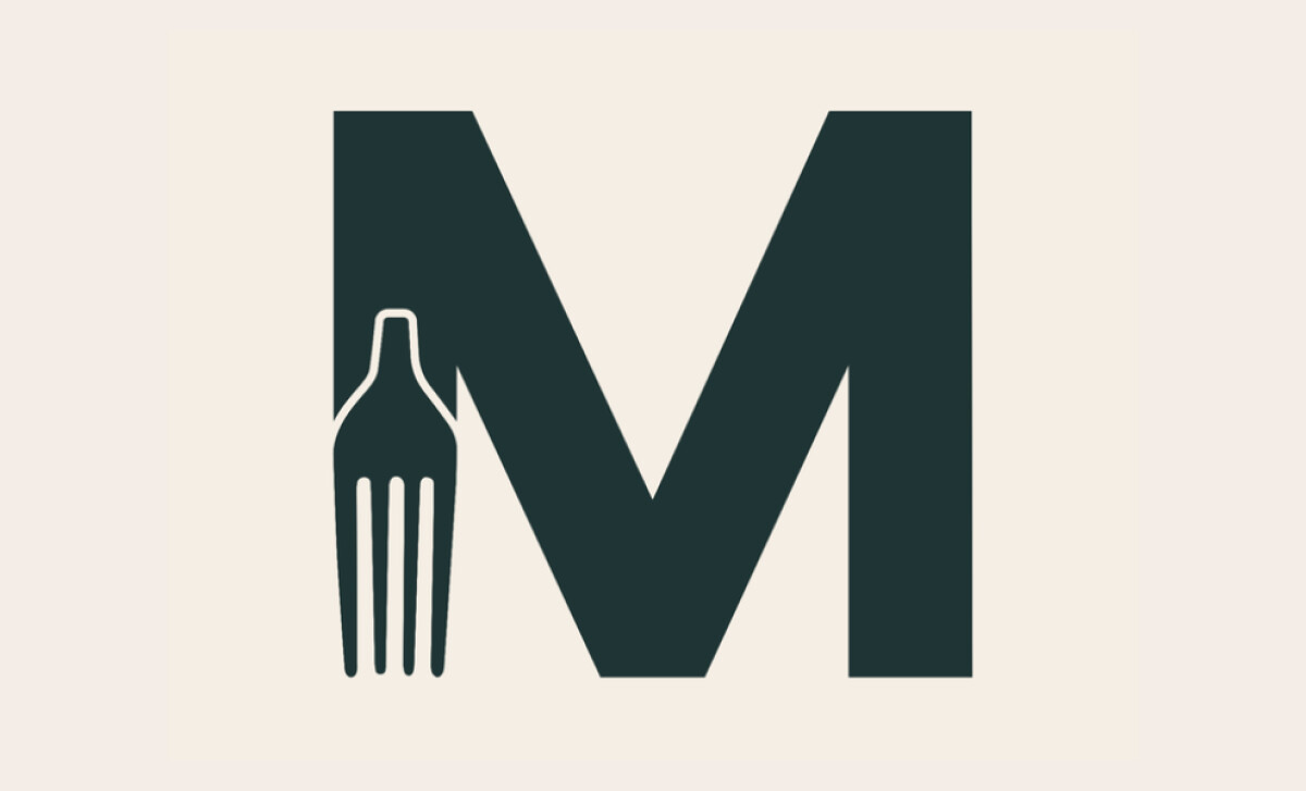 Mark Evans 'M' and fork monogram by OneKind Creative.