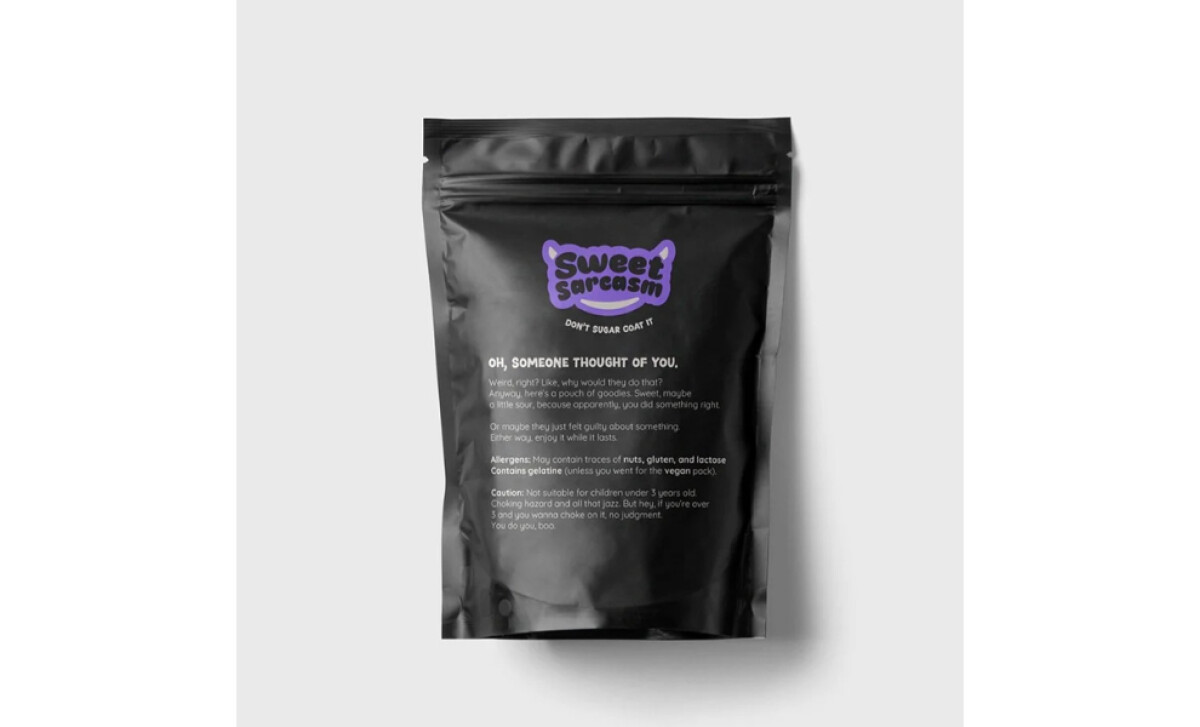 Sweet Sarcasm back packaging design by Charlotte Simonsen Designs