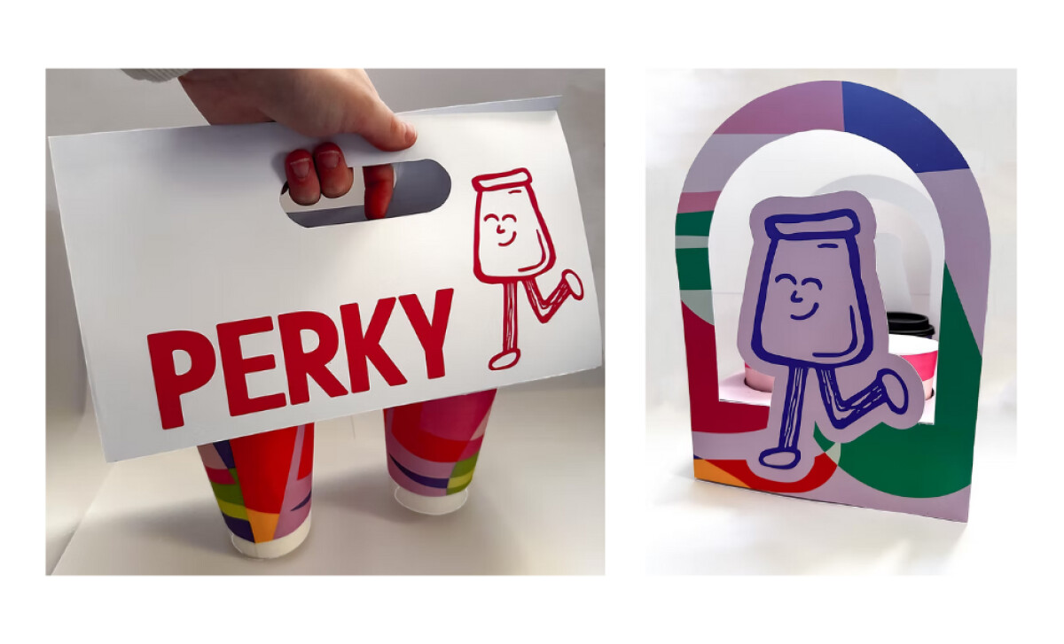 Perky Coffee drink packaging design by Bolded K Studio