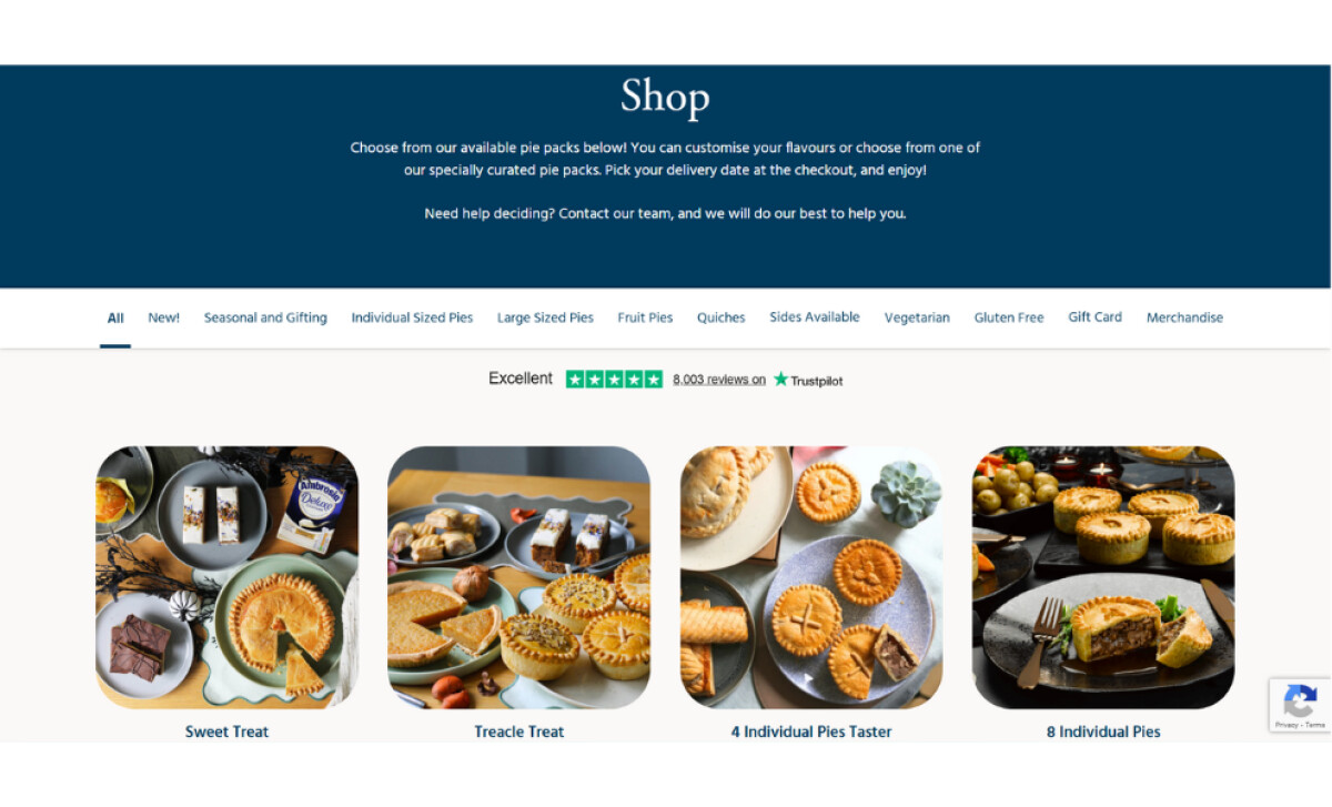 Turner’s Pies by Post shop page by Alex Walton