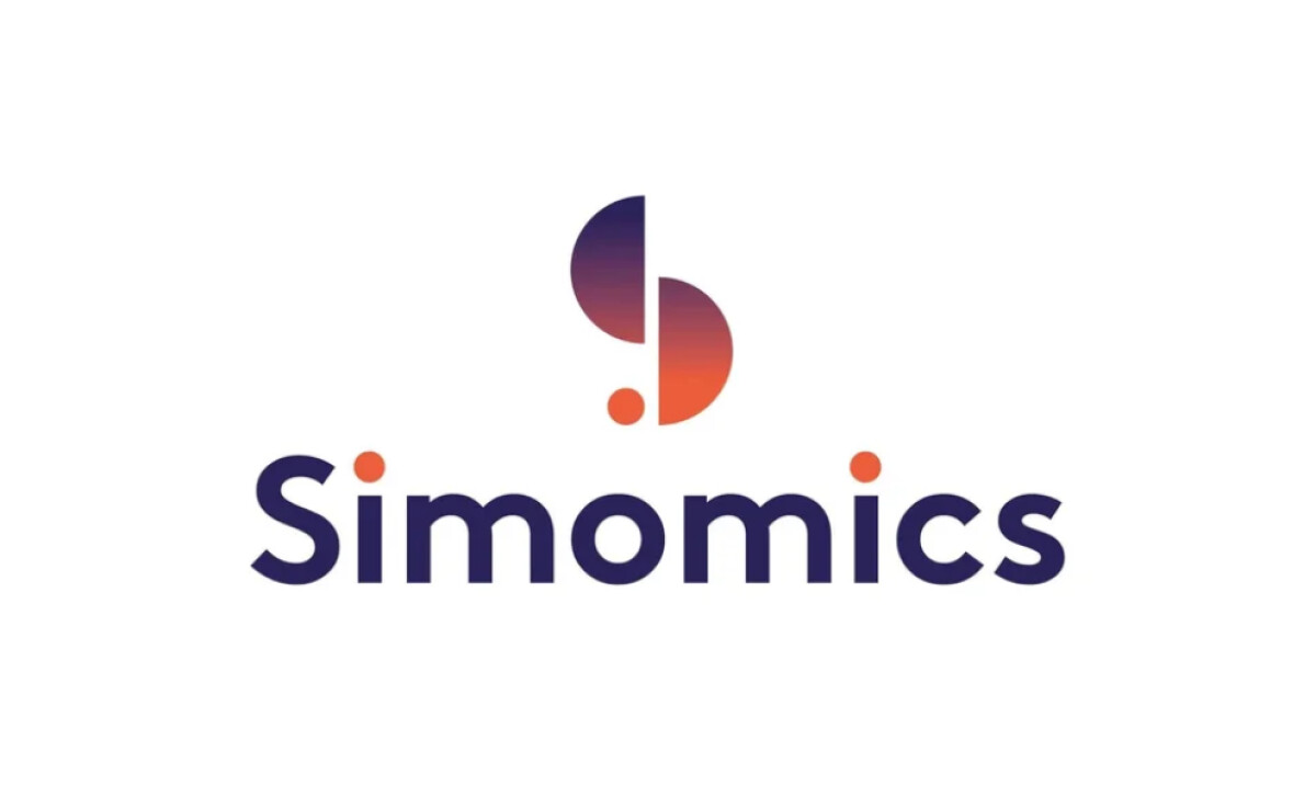 Simomics logo on a white background by James Andrew Daniel.