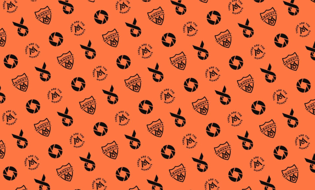 A repeating pattern of black "Momenta" brand icons by Gr-aphic Studio.