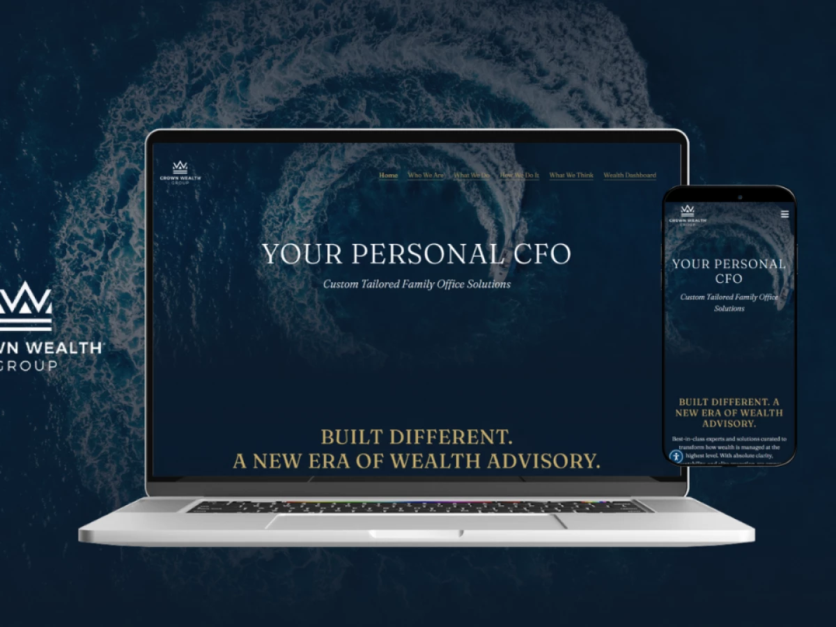 crown wealth group website design by eseospace mock-up view of mobile and laptop