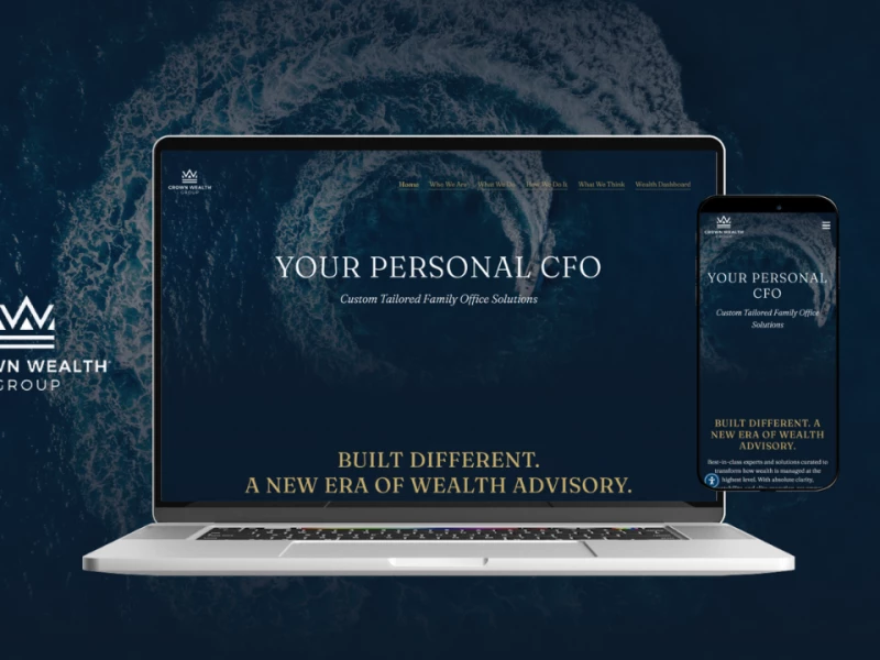 crown wealth group website design by eseospace mock-up view of mobile and laptop
