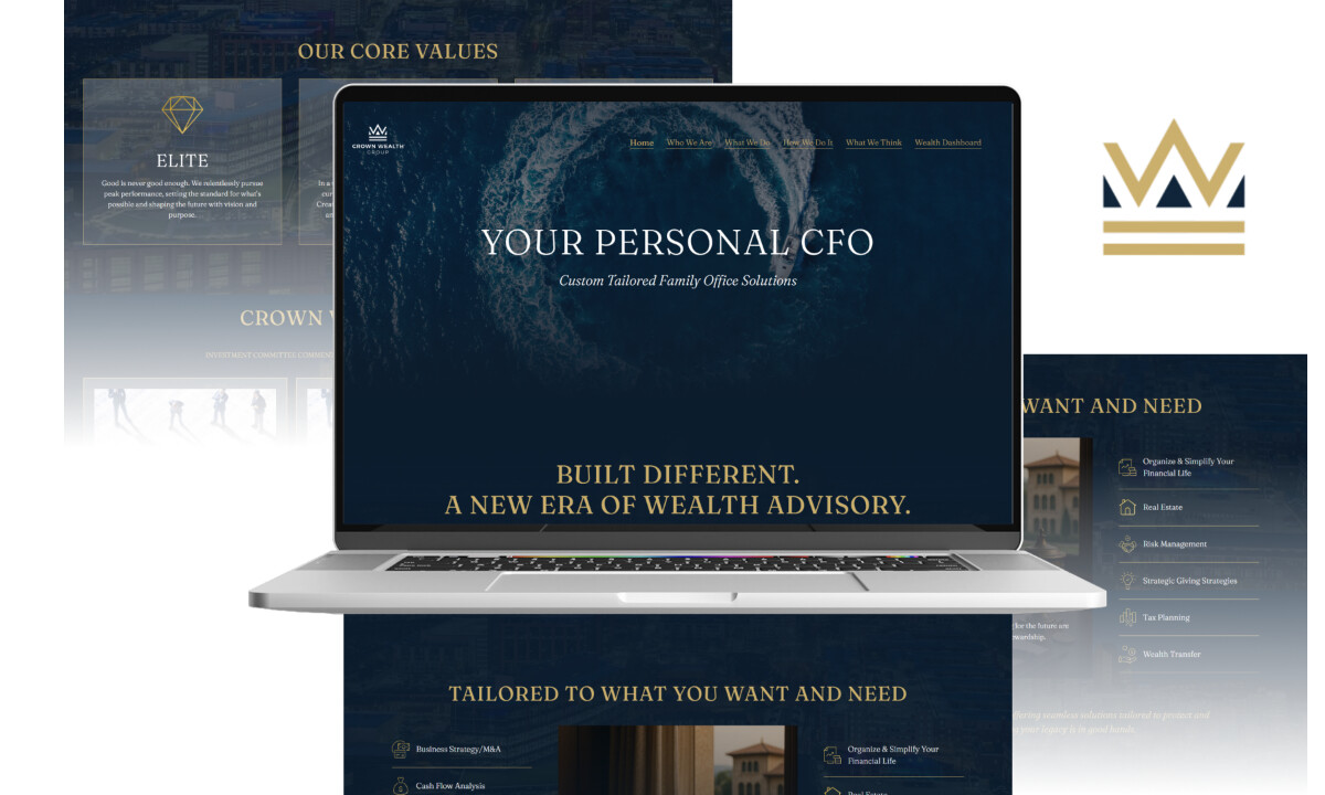 crown wealth group website design by eseospace laptop mock-up