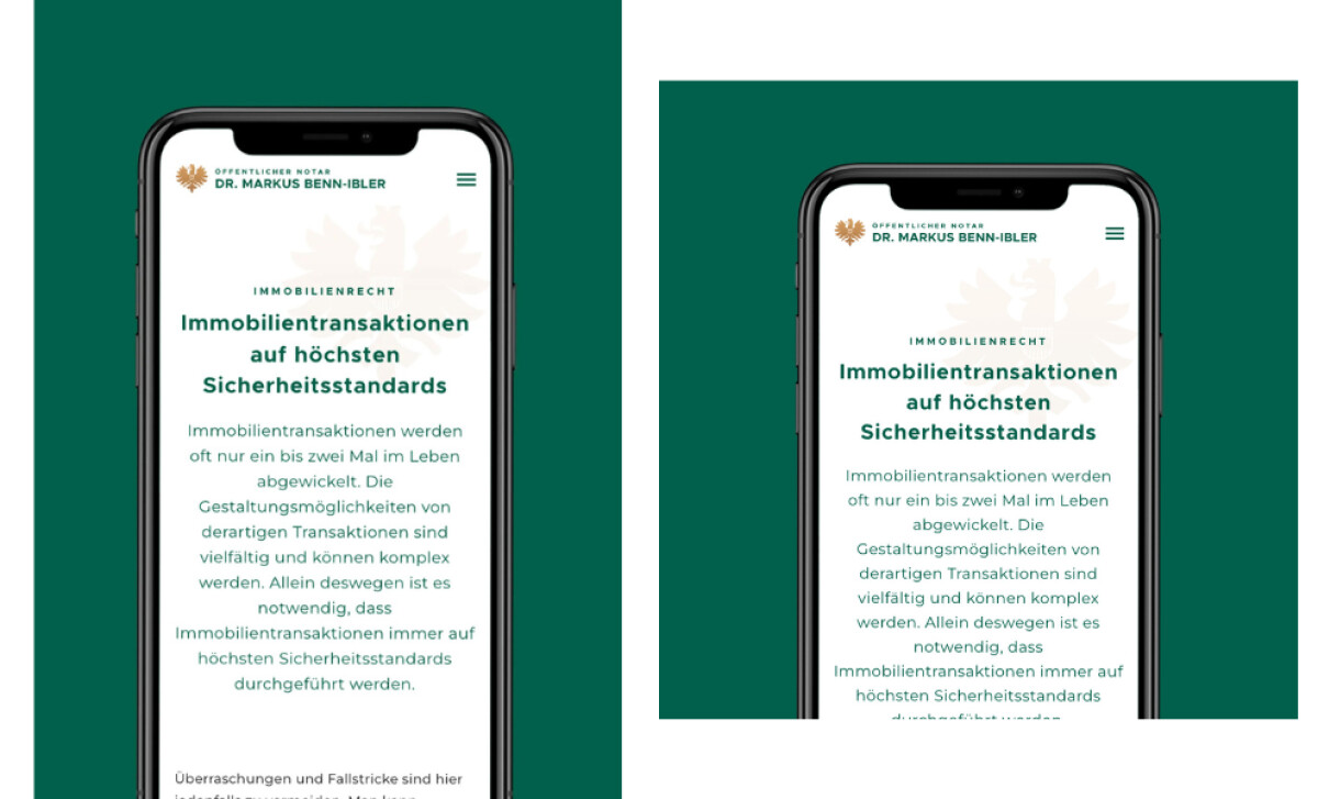 Notar Dr. Benn-Ibler website mobile view