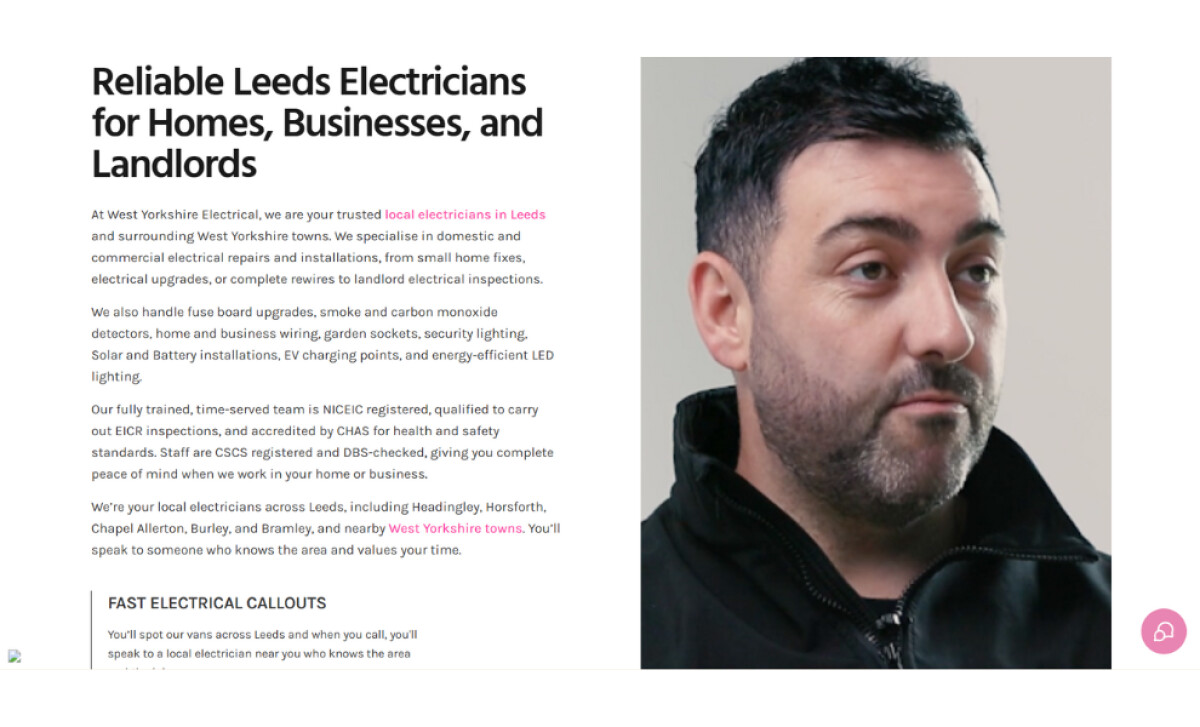 West Yorkshire Electrical homepage by Click Limits