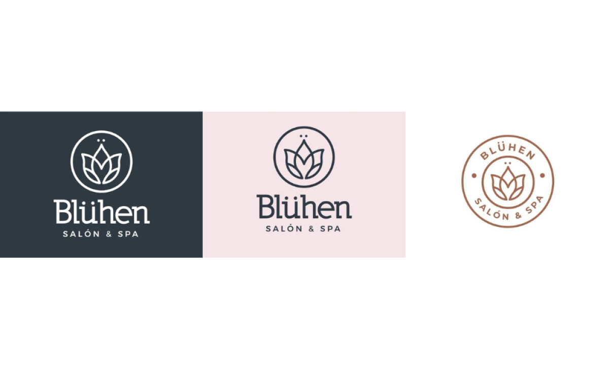 Bluhen Salon & Spa logo variations