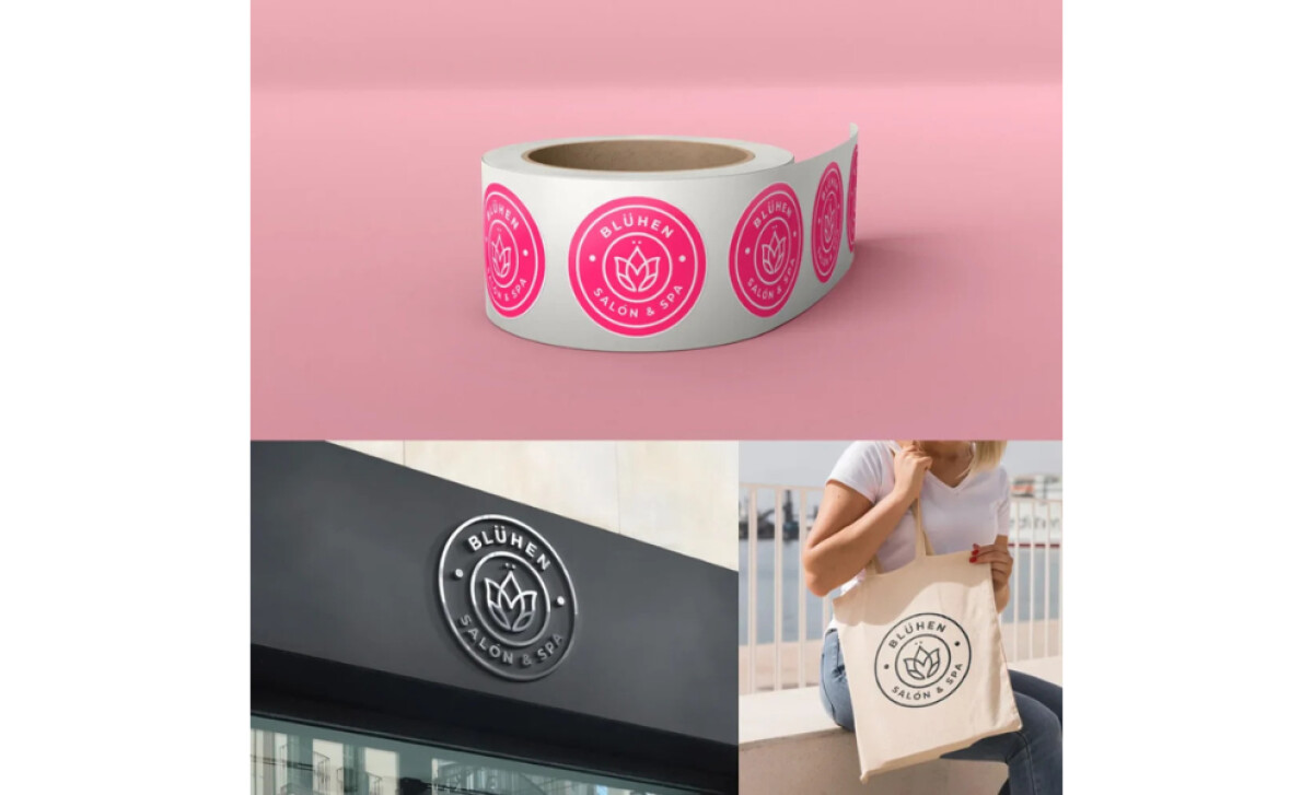 Bluhen Salon & Spa logo applications