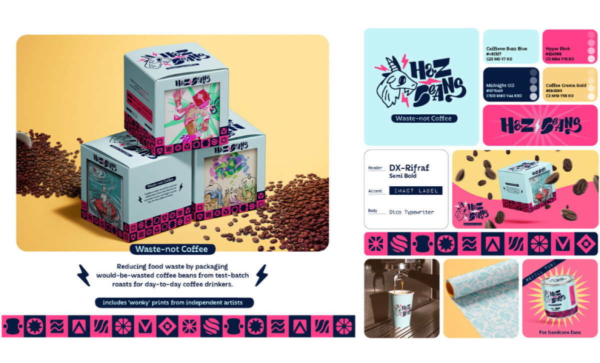 HazBeans Coffee packaging design elements
