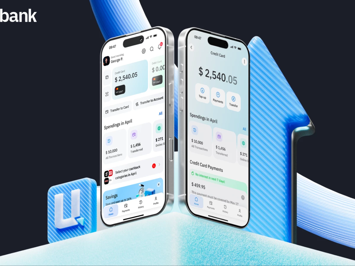 UnitBank App Design by DigiNeat cover image showing a mockup of the app and other brand elements