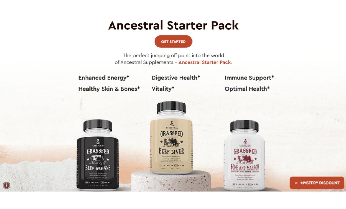 Ancestral Supplements homepage design by Storm Brain