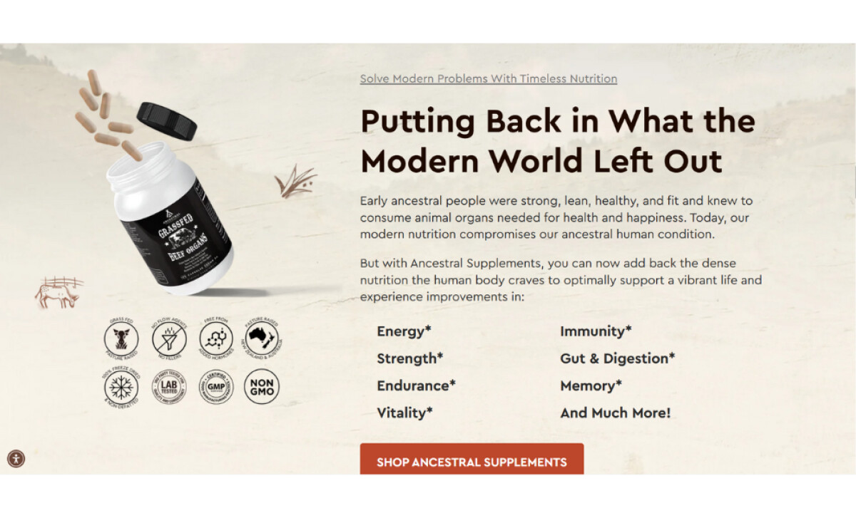 Ancestral Supplements homepage