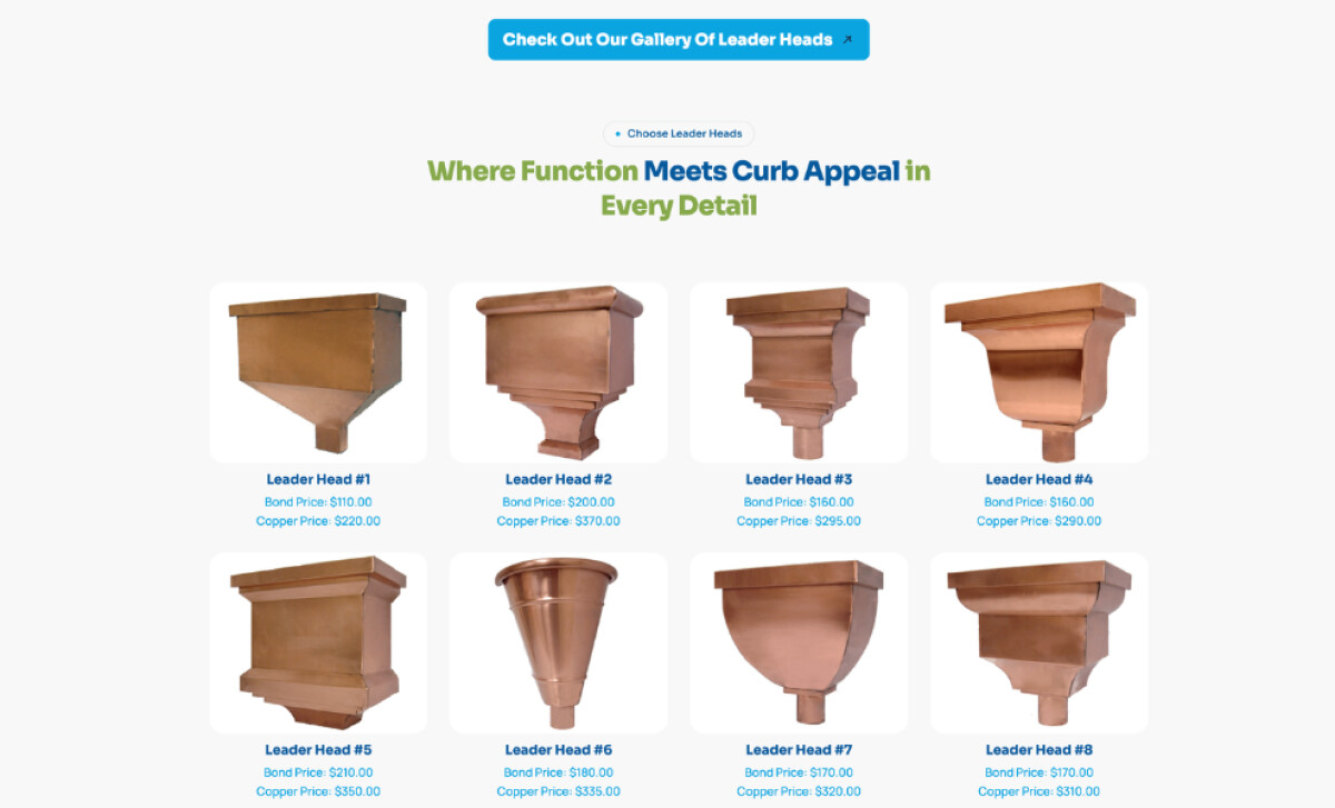 The Rain Gutter Specialists leader heads page by DelosWeb.